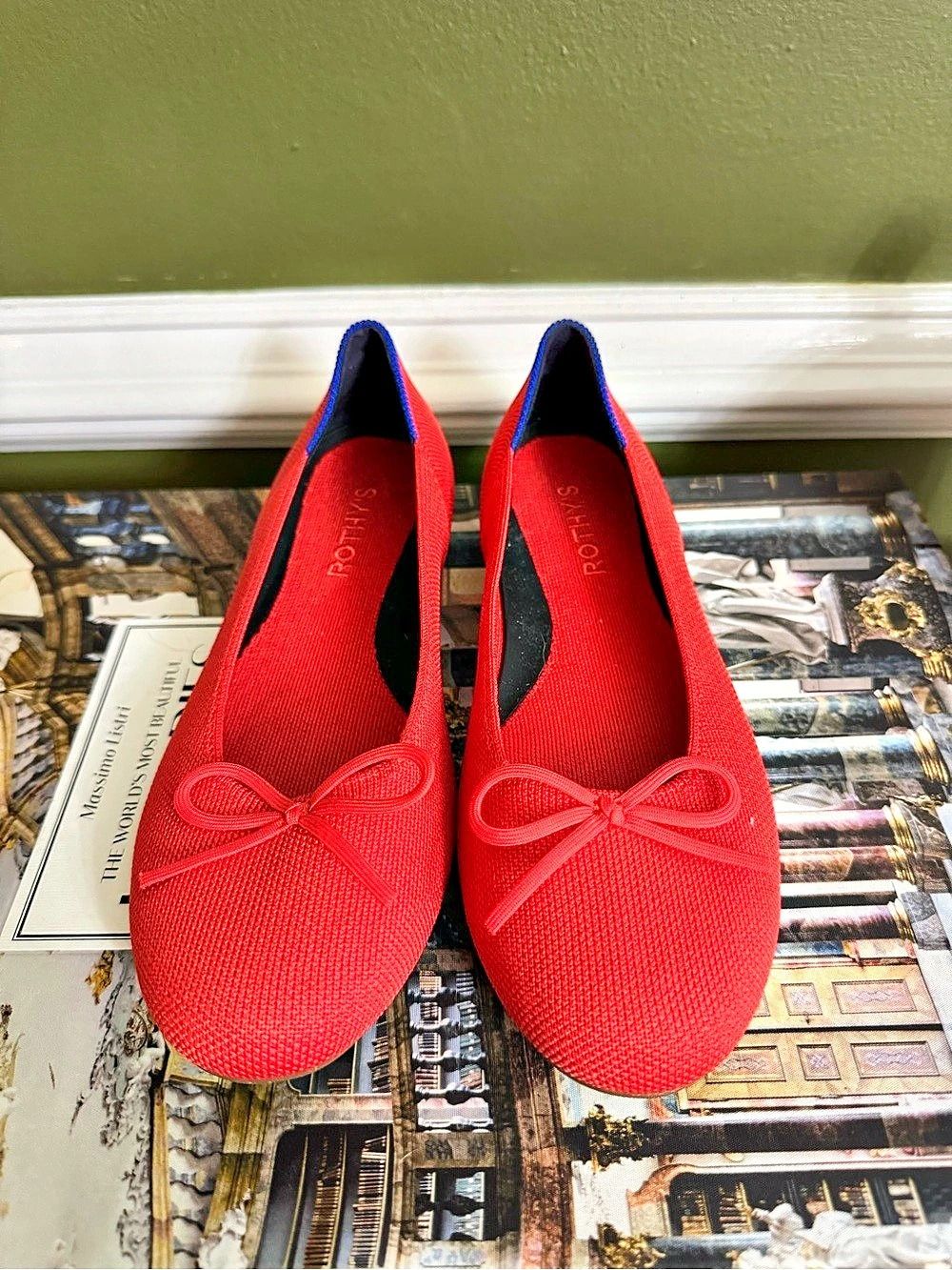 Rothy’s Red Bow Ballet Flats